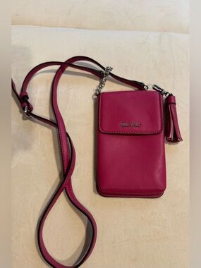 Nine West Fuchsia Crossbody Phone Pouch with Tassel